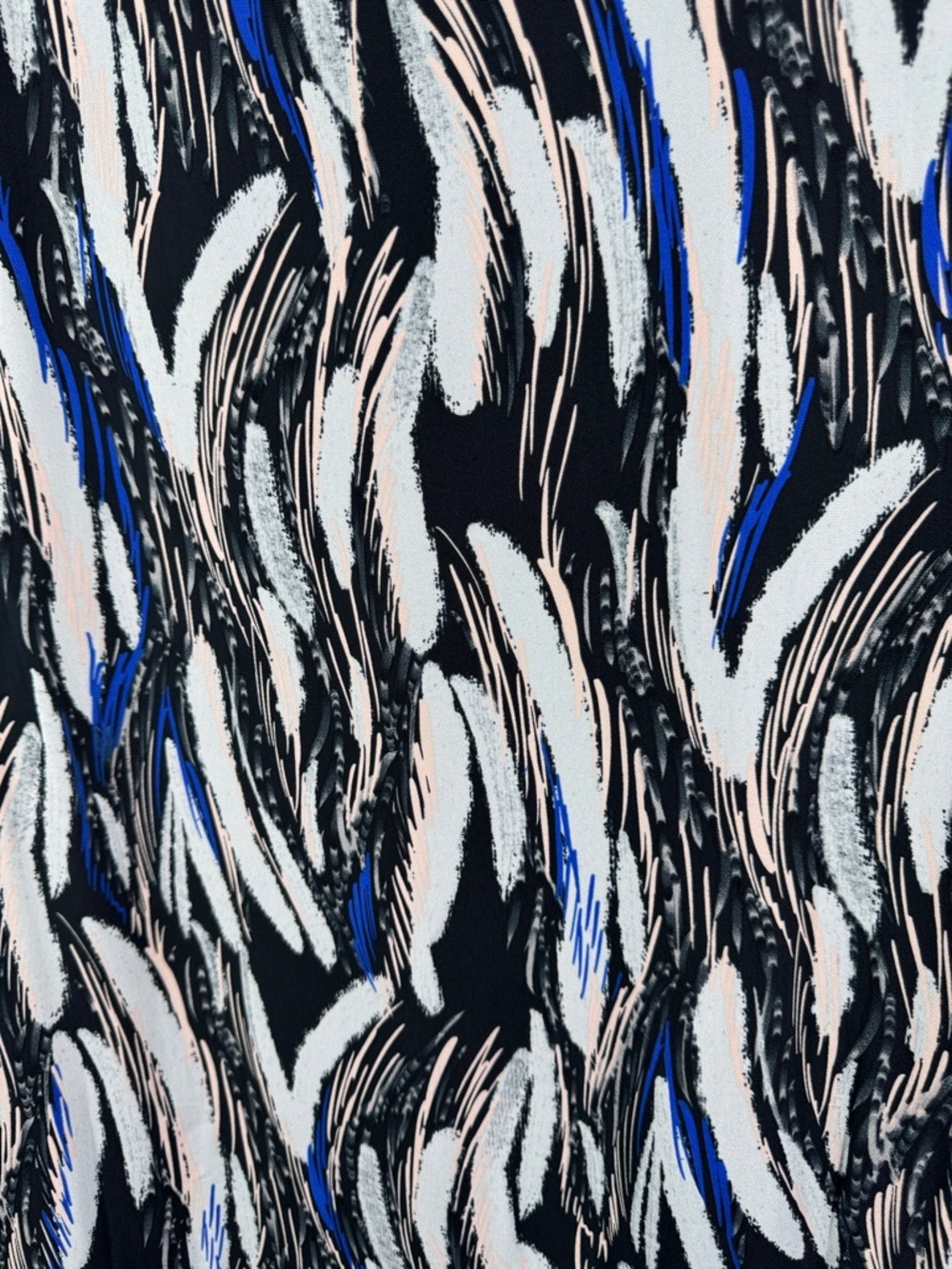 Reiss Blue White Sleeveless Ruffle Hem Printed Abstract Dress in Size 8 Resort - Picture 9 of 10